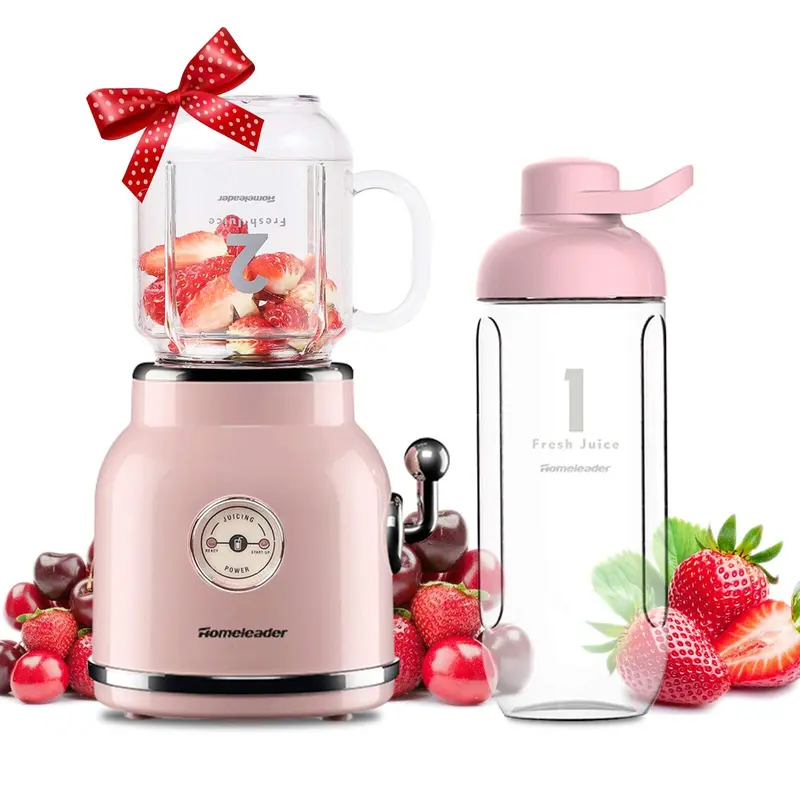 Homeleader Retro Compact Personal Blender, Cute Pink Countertop Smoothie Maker for Shakes and Milkshakes, 21oz (600ml) Travel Cup with Marson Jar,techvibes