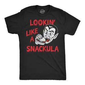 Mens Funny T Shirts Lookin Like A Snackula Sarcastic Vampire Graphic Novelty Halloween Tee For Men Mens Funny T Shirts Cool Vintage Fashion T-Shirt Gift Classic Menswear Halloween Apparel for Men Funny Food Black -