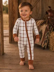 2-Way Zip Romper, Homestead Plaid