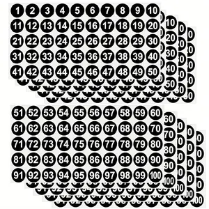 250PCS/5sheets Vinyl Continuous Number Stickers, Options for Numbers 1-50, 51-100, 101-150, 151-200, Self-Adhesive Waterproof Labels for Indoor And Outdoor Inventory Classification, High Adhesive Stickers
