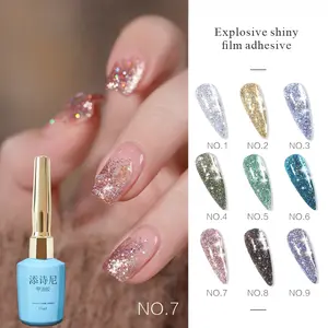 Colorful Chunky Illuminating Iridescent Glitter Nail Gel Polish, Reflective Shine, LED Removable Gel, Quick-Dry Formula, Party Essential, Salon & Home Use