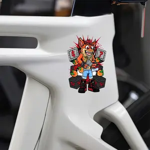2PCS/SET "Game Trendy Play Logo" Cartoon Fox Character Multi-style Car Sticker for Bicycle, Motorcycle, Car, Highlight Game Trendy Play Style, Inject "Game Character" Funny Trendy Play DNA into Your Vehicle/Gear, Trendy Decoration Maximizes Eye-Catching