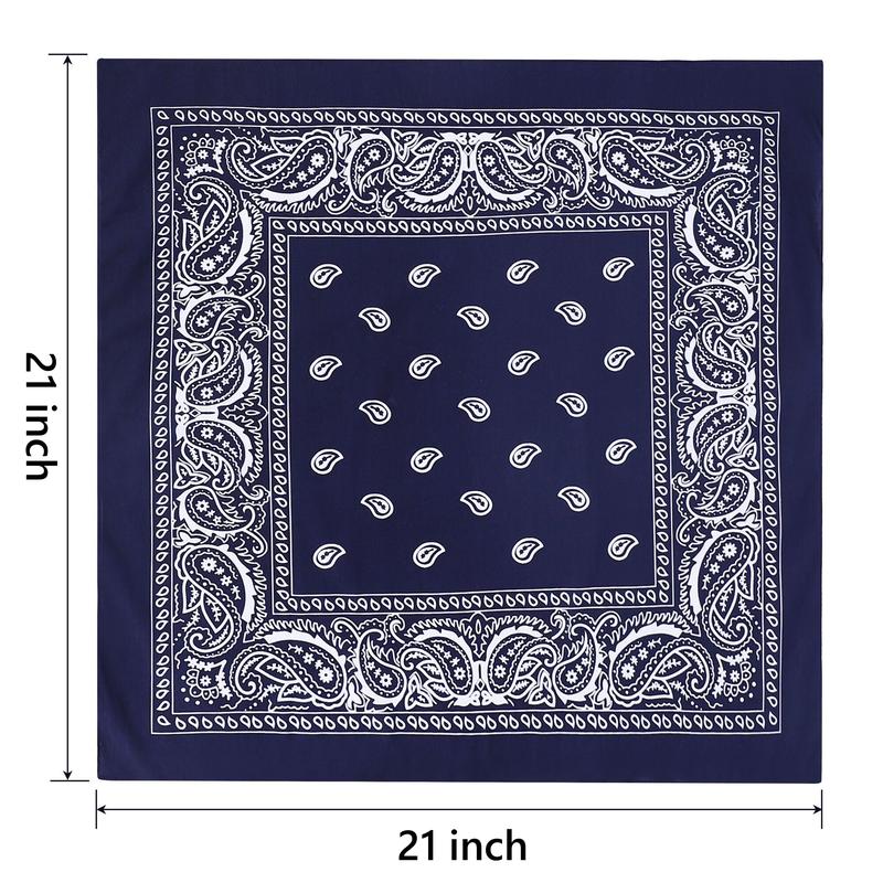 4 Pack 21" x 21" Large Bandanas for Men & Women, Multi-Purpose Bandana Headbands, Square Head Scarf ﻿