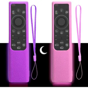 2 Pack  Remote Cover for   TV Remote 2019-2026, Glow in The Dark Protective Case for Solar Cell Remote BN59-01357 BN59-01385 BN59-01265A, Anti-Slip ( & )