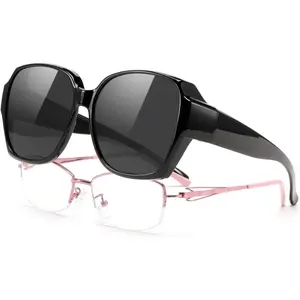 EyeconicFinds Light Weight Plastic Oversized Fit Over Glasses Sunglasses Polarized for Women Sunglasses Over Prescription Glasses UV Protection B1114