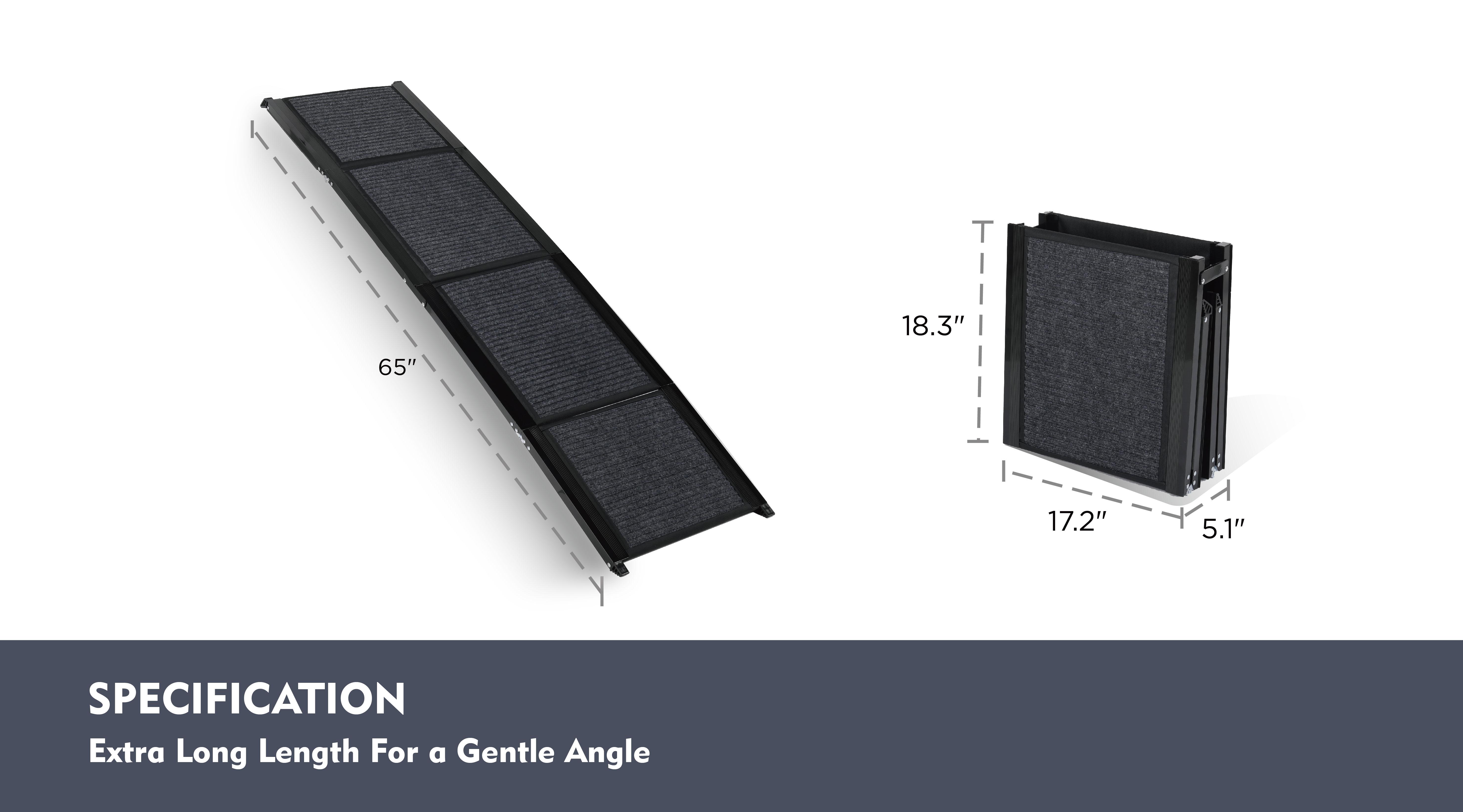 PETSO Large Dog Car Ramp 65" - Foldable Pet Stairs for Truck/SUV, 250LBS Capacity Non-Slip Outdoor Ramp, Easy-Store Portable Steps for Medium/Large Breeds PETSO Large Dog Car Ramp 65" - Foldable Pet Stairs for Truck/SUV, 250LBS Capacity Non-Slip Outdoor Ramp, Easy-Store Portable Steps for Medium/Large Breeds