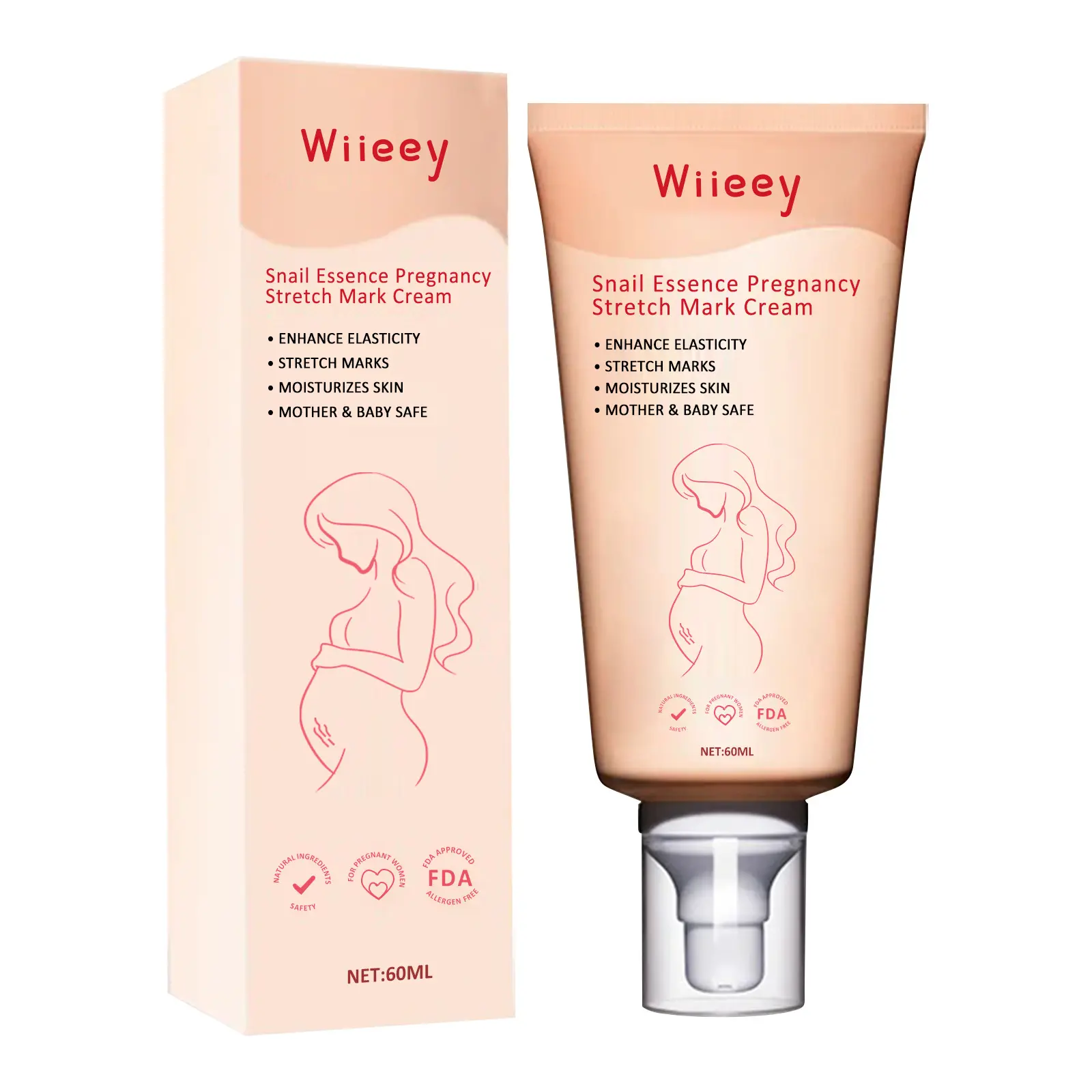 Snail Mucin Body Essence Cream, Maternity Supplies Stretch Mark Cream with Collagen & Vitamin E, Nourishing Skin Care Product for Pregnancy & Postpartum Belly
