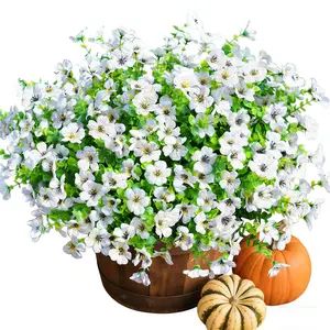 Artificial Flowers for Outdoors Faux Plants Outdoor Fake Flowers Spring Decoration,10 Bundles Faux Silk Colorful Daisy Realistic UV Resistant for Outside Home Planter Window Porch Patio Yard,White