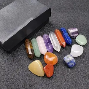 14PCS Pointed Quartz Crystal Chakra Set, Natural Healing Crystal Kit for Reiki Meditation Home Decor