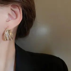 VENOCO Dainty 14K Gold Plated Big Round Zircon Hoop Earrings Luxury Statement Dangle Jewelry for Women Weddings Events Party