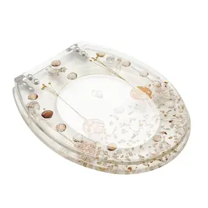 Transparent Resin Toilet Seat  Heavy Duty Toilet Cover and Seat, U/V Shell Toilet Cover Bathroom Decoration, Easy Installation & Cleaning