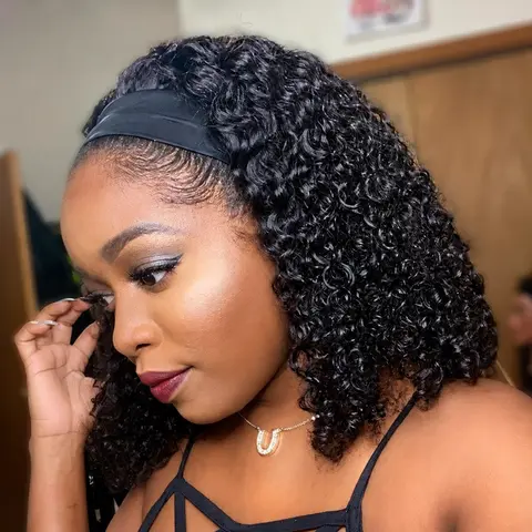 Bling Hair VIP Kinky Curly Headband wig Human Hair No Gel Kinky Curly Headband Wigs for Black Women 180 Density None Lace Front Wigs Human Hair SohoChic #headbandwig #TikTokShopHolidayHaul #TikTokShopBackToSchool