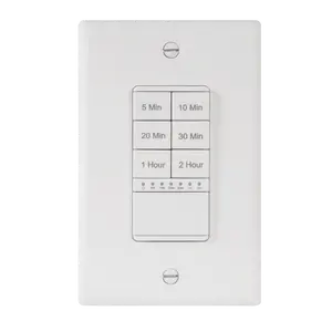 LIDER 2-Hour Countdown Timer Switch, In-Wall, Neutral Wire Required, LED Indicator, Timer for Fans or Lighting, Wall Plate Included