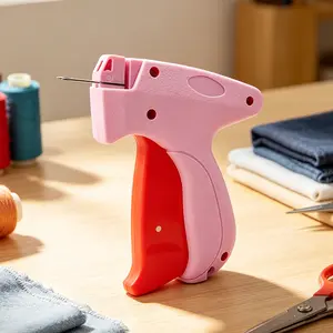 Micro Stitch Gun for Clothes: Handheld No-Sew Clothing Fixer - Portable Quick Stitch Tool for Hemming & Emergency Repair (Pink, 2000 Fasteners + 6 Needles)