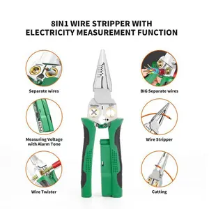 8-in-1 Wire Stripper, Hot Wire Judgment AC DC, 12V to 250V Live, Audible and Flashing LED Alarms, Cutting and Pulling Wires, Cable Scissors, Voltage Tester, Hot Wire Judgment, Electricians Versatile Functionality, Diy Tool, Gift for Father, Husband, Boy