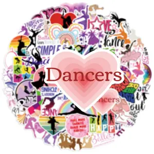 Dance Themed Sticker, 50pcs/set Round Self Adhesive Decorative Stickers, DIY Decals for Water Bottle, Laptop, Phone Case, Scrapbooking, Journal Making, Screen Protector