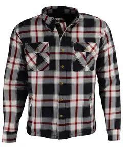 Milwaukee Leather Men's Performance Black/White/Red Aramid Flannel Biker Jacket - 5Xl