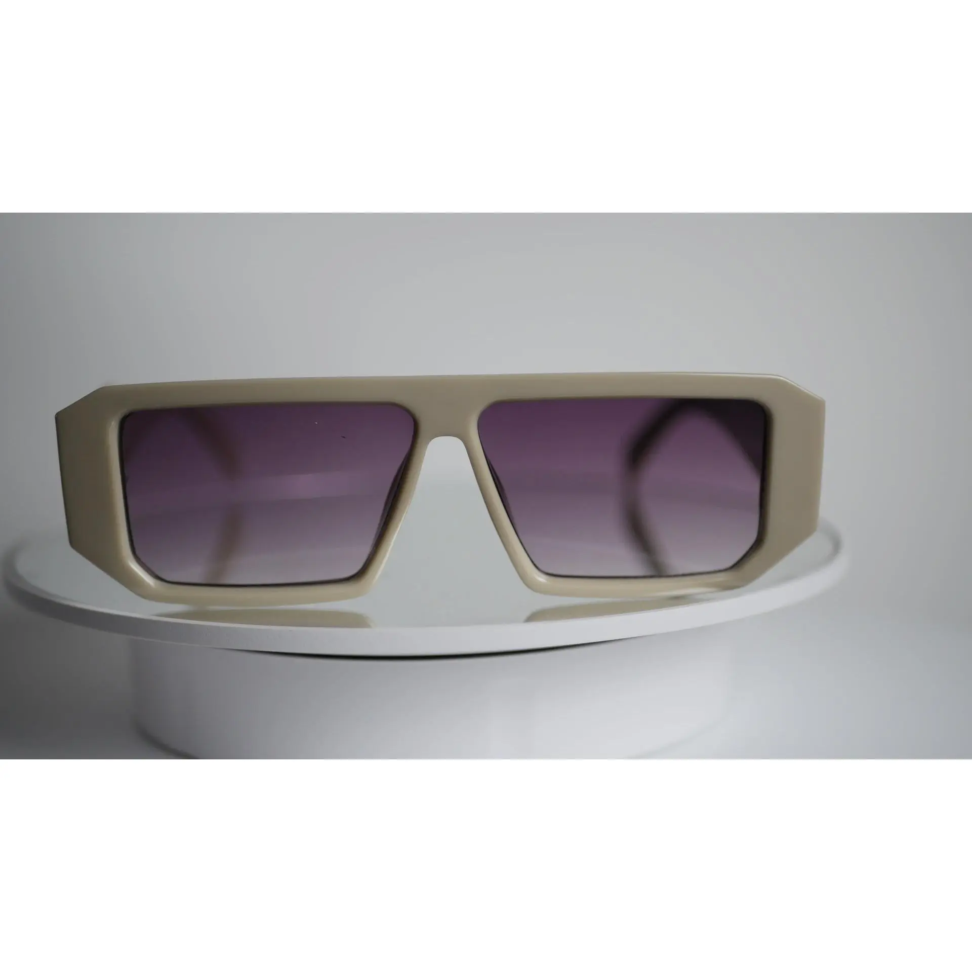 Phill Goods Fiona Desert Edge Sunglasses Matte Beige Frame Gradient Purple Lenses Oversized UV400 Protection Unisex Fashion-forward Design