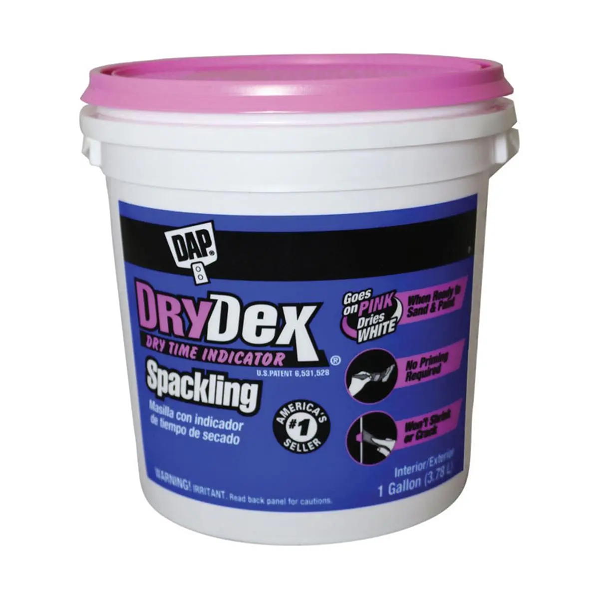 DAP 1800614 DryDex Ready-to-Use White Spackling Compound - 1 gal, Outdoor Use, Dries White, Fast Dry Time, No Priming, Paintable Caulking Product, Shrink Resistant