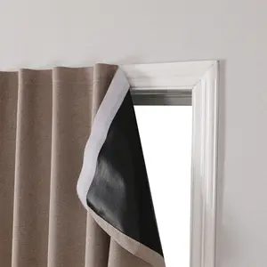 Modern Minimalist Polyester Curtains, Dustproof UV Protection Full Blackout, Self-Adhesive Magic Tape Installation, Living Room Bedroom Decor, Blackout Window Cover