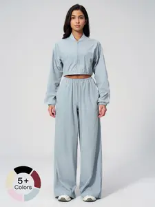 Women's Sun Protection Sportswear Yoga Set, Long Sleeve Top & Pants, Breathable Outdoor Running Workout, Quick-Dry Loose Fit, All Seasons