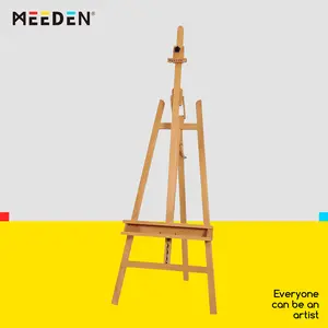 MEEDEN Art Large Basic Studio Easel,  A-Frame Solid Beech Wood Floor Easel, Adjustable Height & Working Angles, Hold Canvas up to 50''
