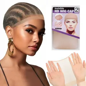 Skinlike Real HD Wig Cap for Women 2 Pieces Ultra-thin Invisible Brown Sheer Caps for Lace Front Wig Stretchy Stocking Wig Caps One Size Fits All Summer Sweat-Proof Comfortable Daily Wear No Slip
