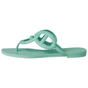 Hermes Egerie Women's Green Toe-Post Sandals with Slip-On Design