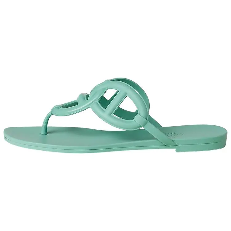 Women's Hermes Egerie Green Toe-Post Sandals, Slip-On Design, Fashionable Women's Shoe, Premium Footwear