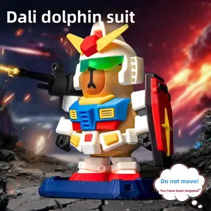 New Capibara Gundam Ornament, Cute Special Forces Short Reach Kapibara Clip Water Vole Figure, Decorative Handmade Model, Anime Figures