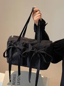 Women's Solid Color Bow Decor, Large Capacity Shoulder Bag for Daily Used, Casual Trendy Versatile High-quality Daily Commuting Bag, Casual Commuter Bag, Elegant Commuter Bag