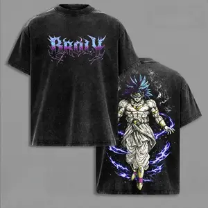 Broly - DBZ Vintage Washed T-Shirt, Relaxed Fit, Heavyweight Cotton, Unisex Streetwear Casual Wear, Legendary Super Saiyan Graphic Tee, Gift for Anime Fans, Oversize Shirt,Gift for him, for her 90s Graphic American Casual Short Sleeve Tee,Gym & Streetwear