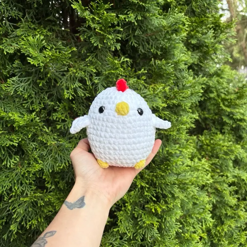 Hand crocheted chubby chicken