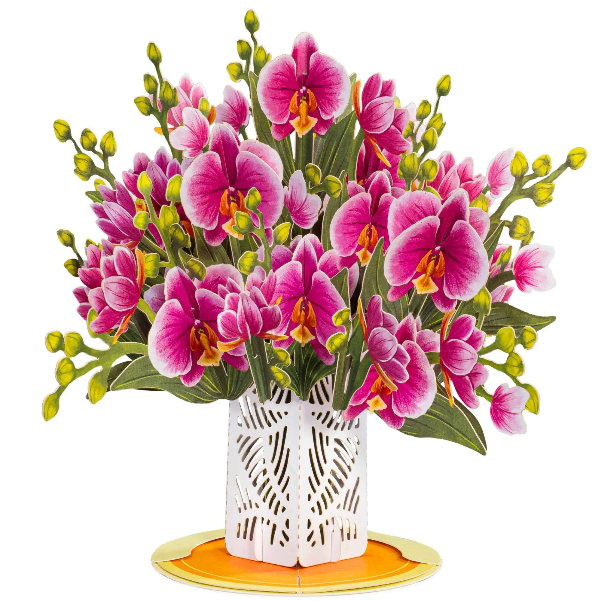 Orchid Flower Bouquet Pop-Up Card with Keepsake Orchid Flower Bouquet Pop-Up Card with Keepsake