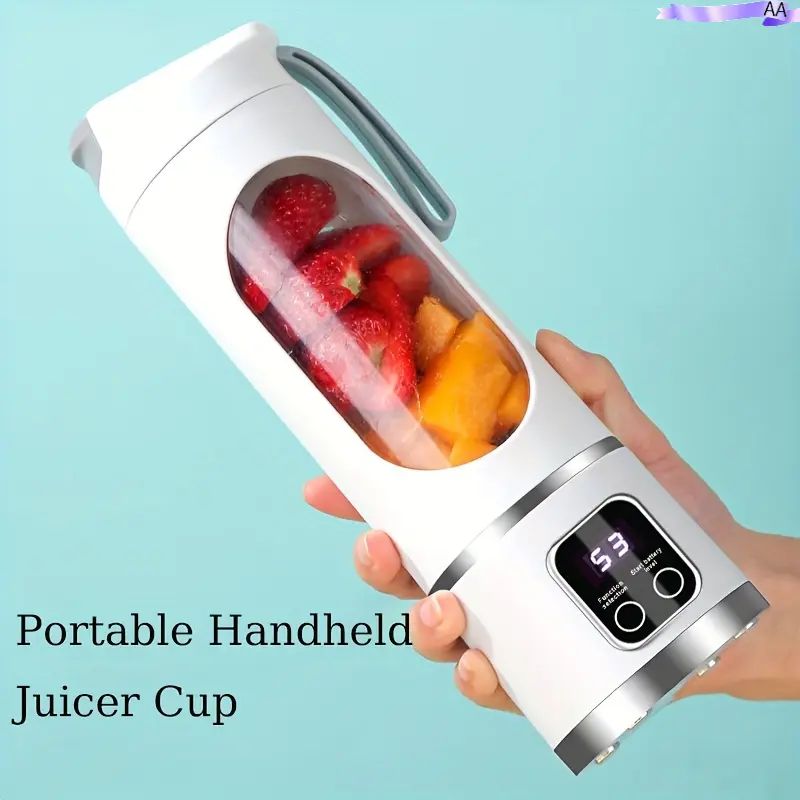 Portable Juicer with LED Display| USB Rechargeable Handheld Blender, Ice Crush Smoothie Maker, Li-ion Battery Mini Juicer, Valentine & Back-to-School Gift