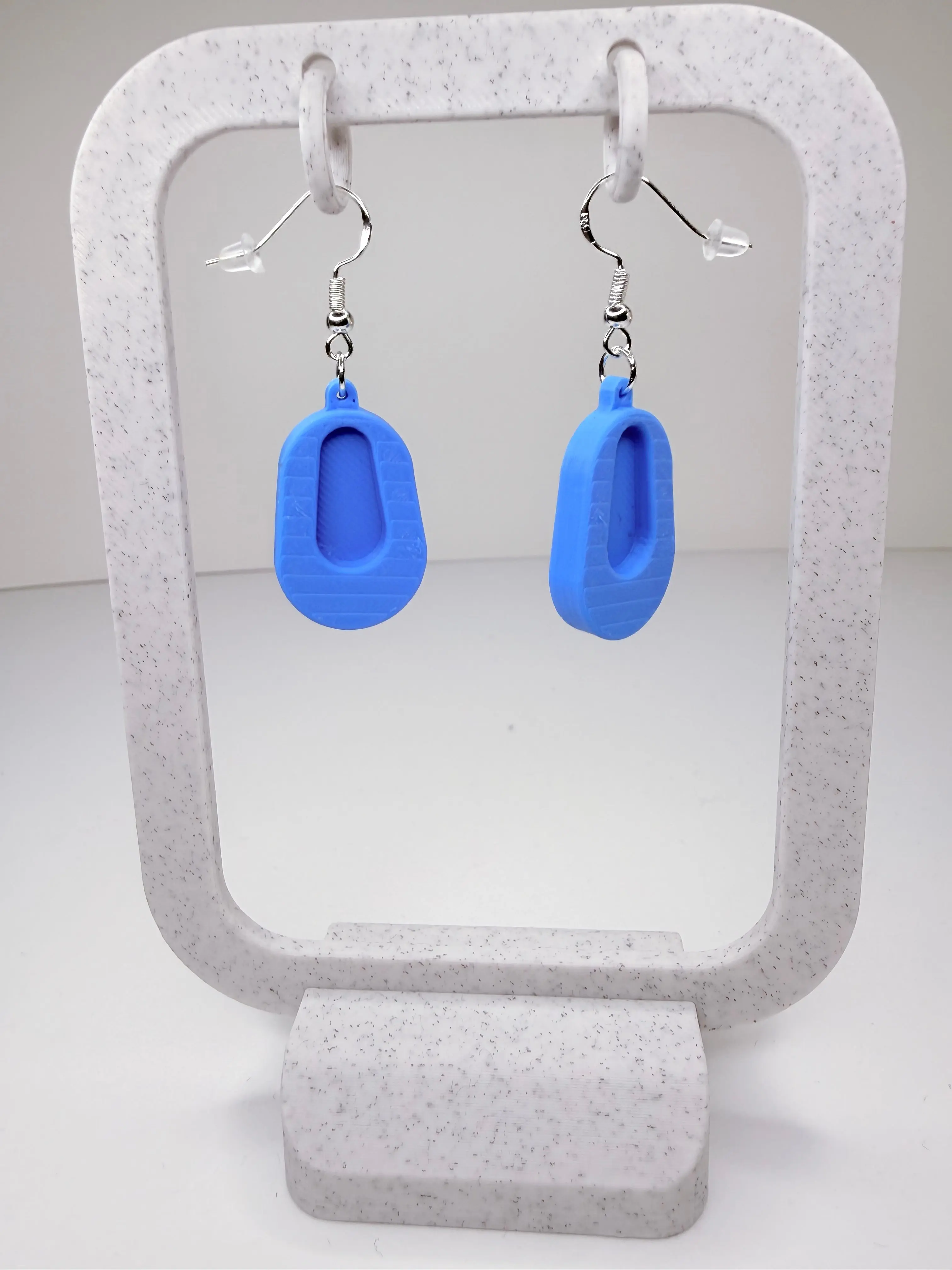 Blue Medical Bed Pan Design Costume Earrings, Fashion Jewelry Accessories