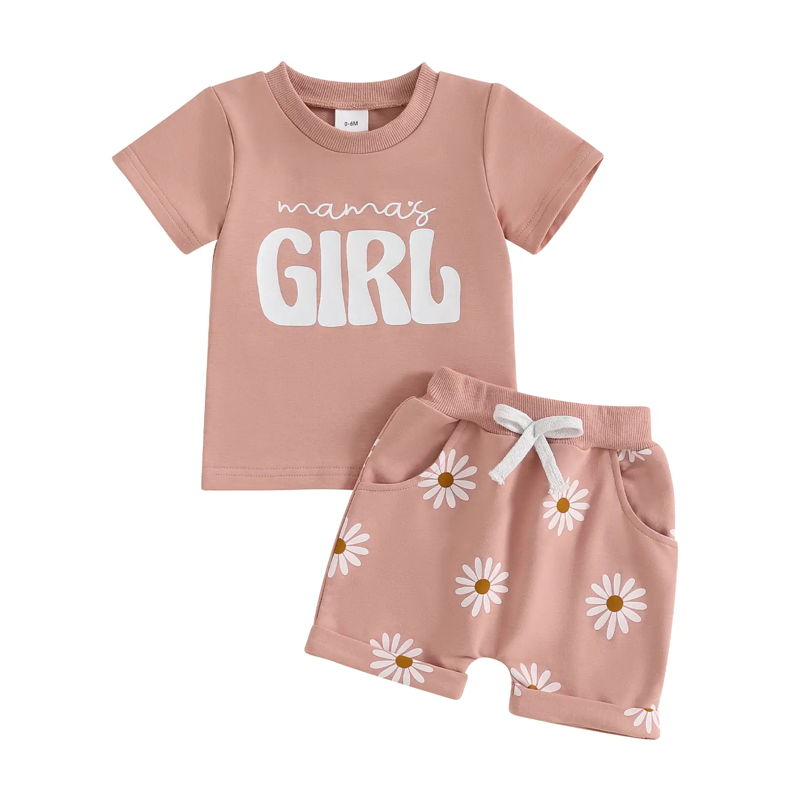 Toddler Baby Girls Outfits Short Sleeve Mamas Girl T-shirt Tops Daisy Print Shorts Pants 2Pcs Summer Clothes Set