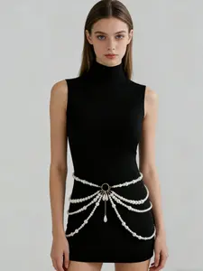 Women's Elegant Pearl Decorated Body Chain, Fashion Jewelry for Party, Daily Clothing Decor, Trendy All-match & Exquisite Jewelry for Birthday Gift, Pearl Waist Beads