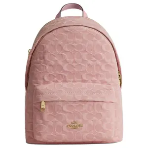 Coach Taylor 27 Logo-Print Fabric Backpack for Women, Small Size, Light Pink