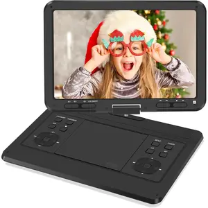 16.9'' Portable DVD Player with 14.1"  Large Swivel Screen, DVD Player Portable with Screen Buttons for Easy Control, 6 Hrs ,  Charger, Region Free, Support USB/SD Card, Black