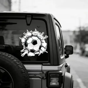 World Cup Soccer Ball Window Stickers, Break Through Wall Effect Football Stickers Decals, Window Stickers World Cup Decals Decor for Home School Office Decoration Party Supplies,1Pcs