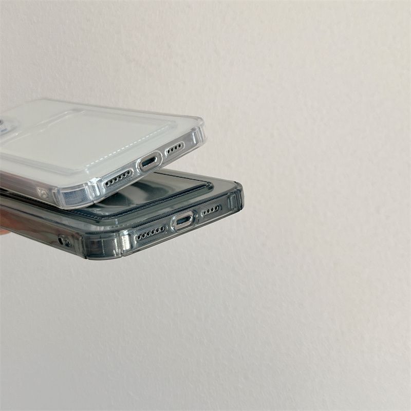 Clear Shockproof Wallet Phone Case Card Slot Card Holder for iPhone 11-17 Pro Max Plus Air, Slim Soft TPU Protective Cover Cute Card Pocket Design Gift