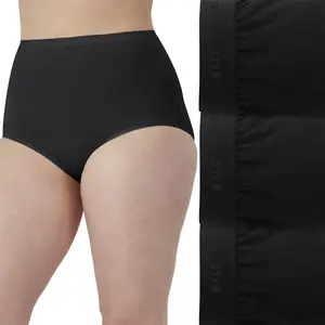 Bali Women's Stretch Cotton Underwear, Cut-fit Brief, Full Coverage Panty, 3-Pack, Black/Black/Black, 8 (Pack of 3)