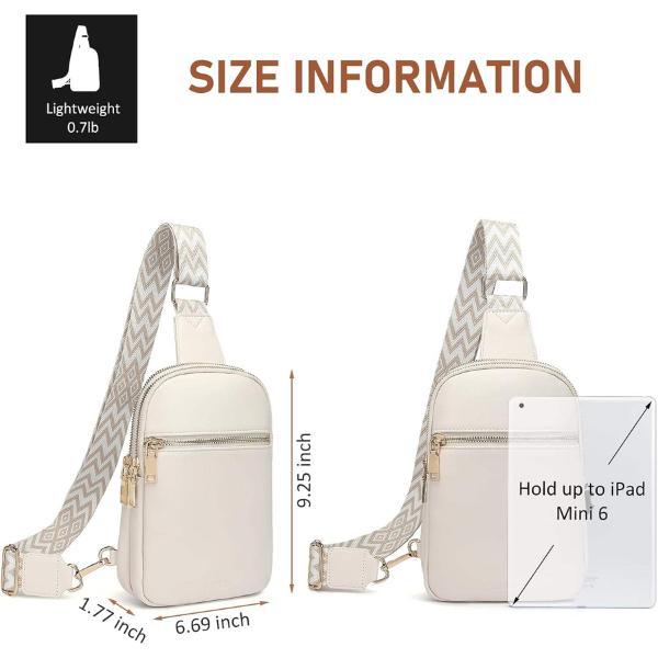 Vegan Leather Sling Bag, Crossbody Bags for Women and Men with Detachable Shoulder Strap, RFID Blocking Bag for Hiking Travel and Daily Use, Machine Washable Casual Crossbody Leather Bag, Beige
