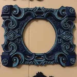Ornate Blue Baroque Frame – Hand Painted Gothic Wall Decor