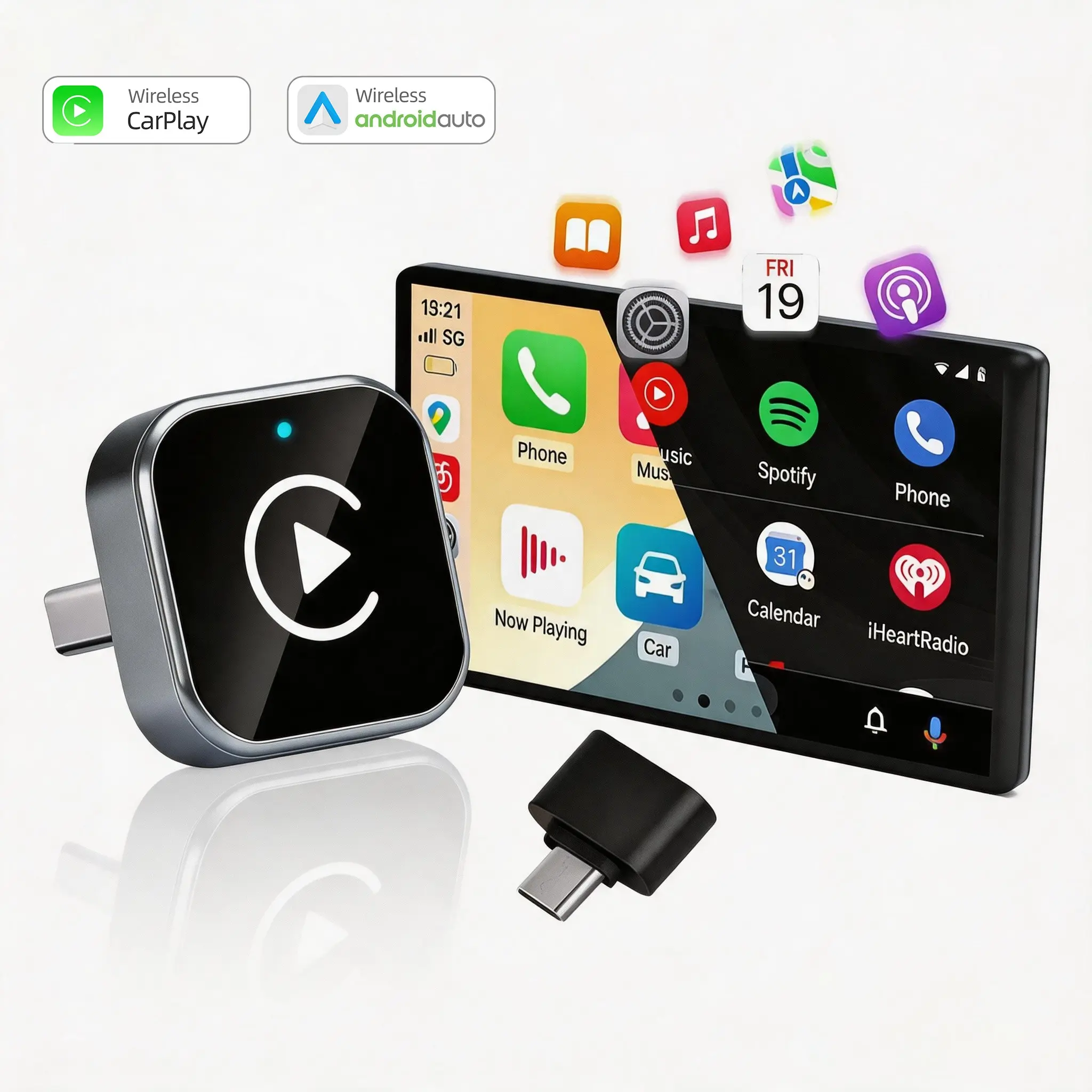 2026 new 2-in-1 wireless CarPlay & Android Auto car adapter plug and play-perfect car gift Android Auto Box