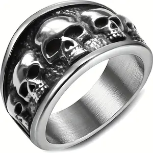 " 💀 🔥 [2025 SPRING REBIRTH]Surgical Steel Skull Signet Ring ✨   Hypoallergenic Gothic Jewelry for Bikers & Night Owls |   Adjustable Cocktail Party Statement & Motorcycle Culture | # MensLuxe2025 # EasterGifts2025 # BikerChic2025 # SkullCore # GothicReviv