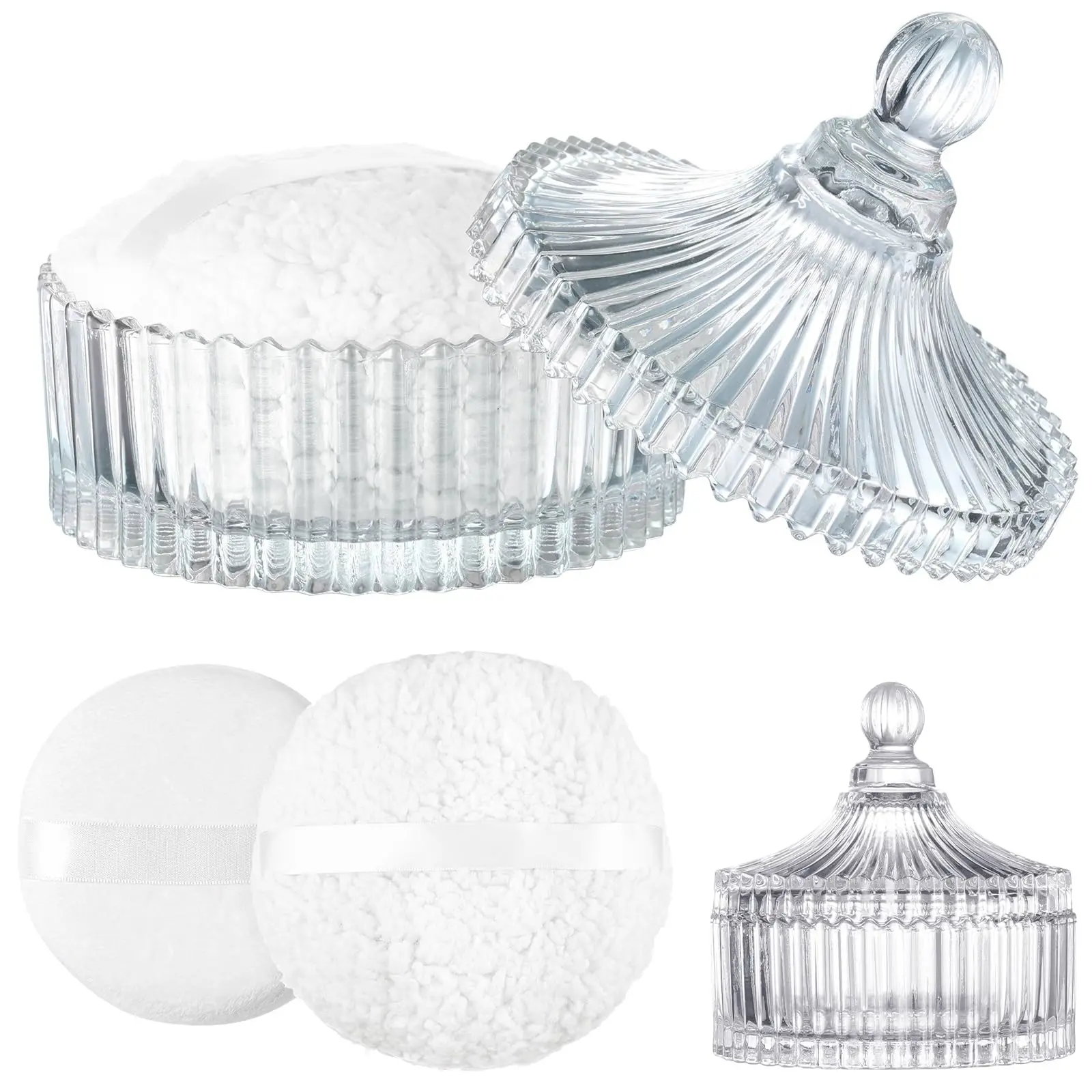 Extra Large Body Powder Puff and Container 4/6 Inch White Oversize Dust Powder Puff for Women Dusting Powder