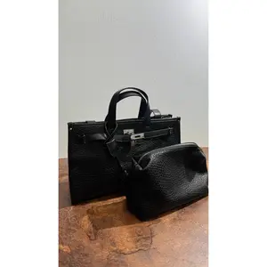 “Savanna Luxe” 2-in-1 Textured Vegan Leather Tote Set