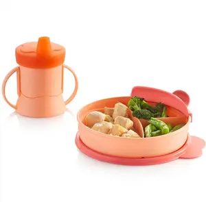 Tupperware Set one divided dish and one 7-oz. cup with Seal and handles.